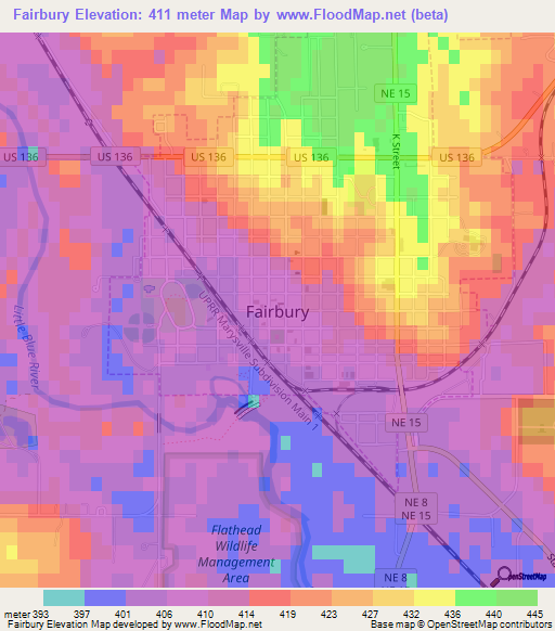 Fairbury,US Elevation Map