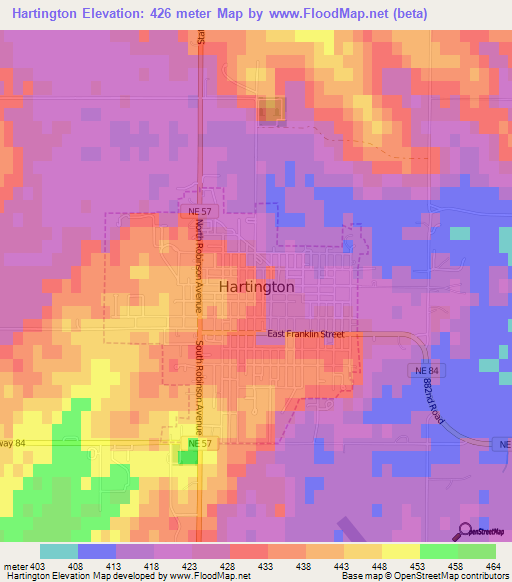 Hartington,US Elevation Map