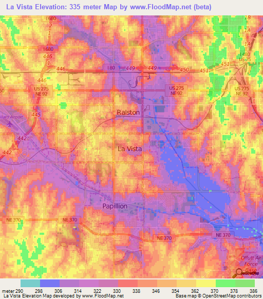 La Vista,US Elevation Map