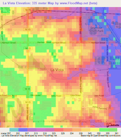 La Vista,US Elevation Map