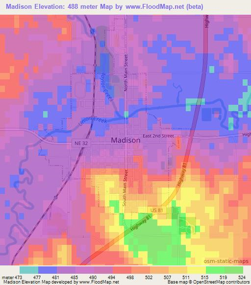 Madison,US Elevation Map