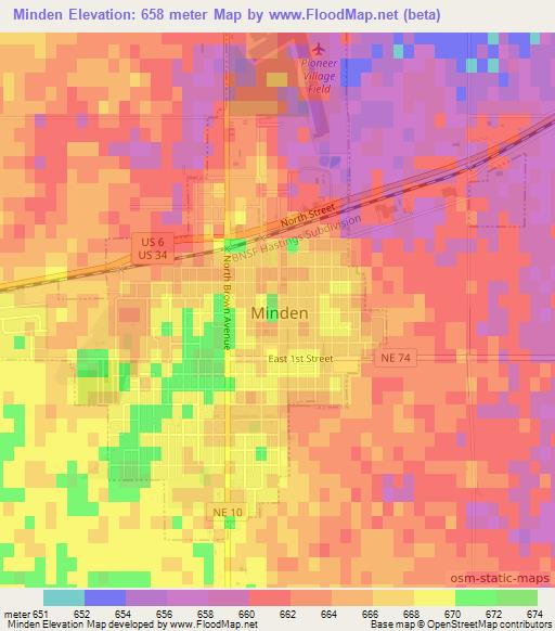 Minden,US Elevation Map