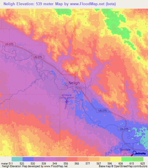 Neligh,US Elevation Map