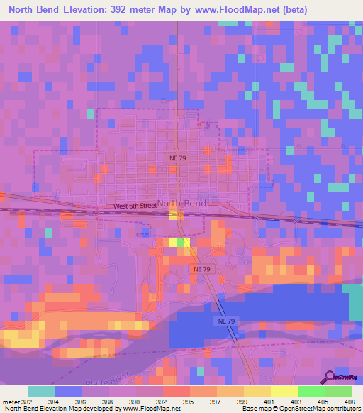 North Bend,US Elevation Map