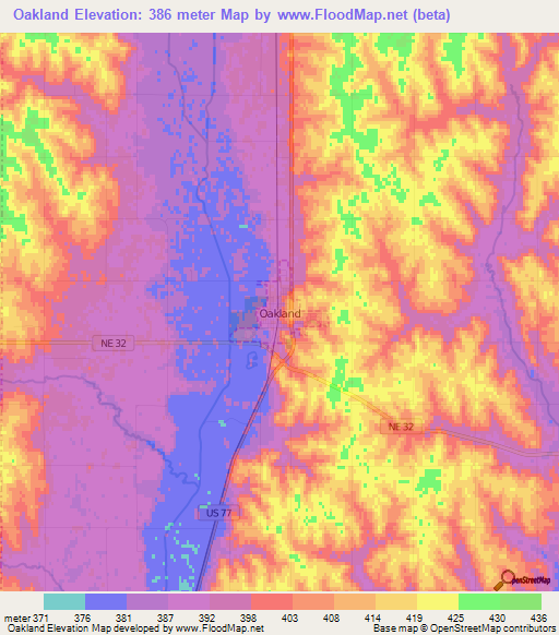 Oakland,US Elevation Map