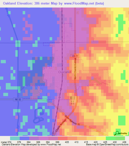 Oakland,US Elevation Map