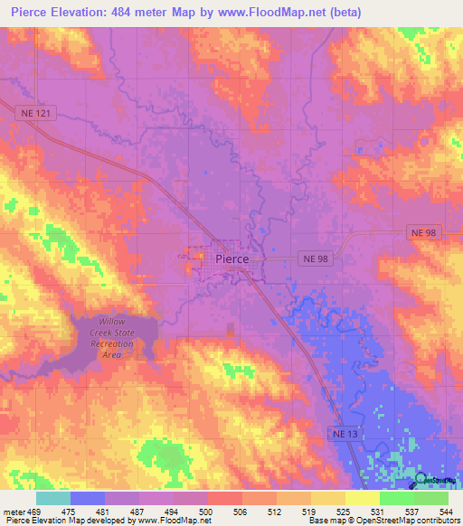 Pierce,US Elevation Map