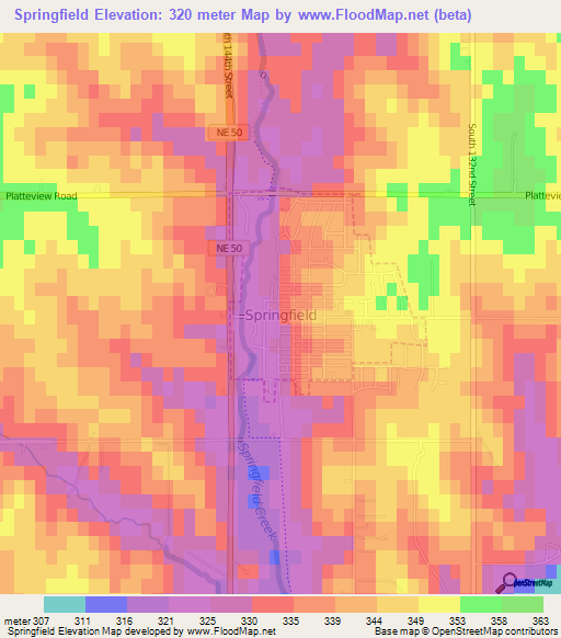 Springfield,US Elevation Map