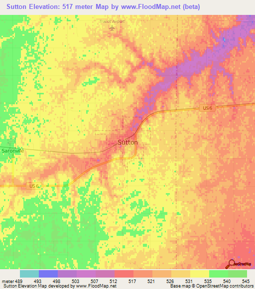 Sutton,US Elevation Map