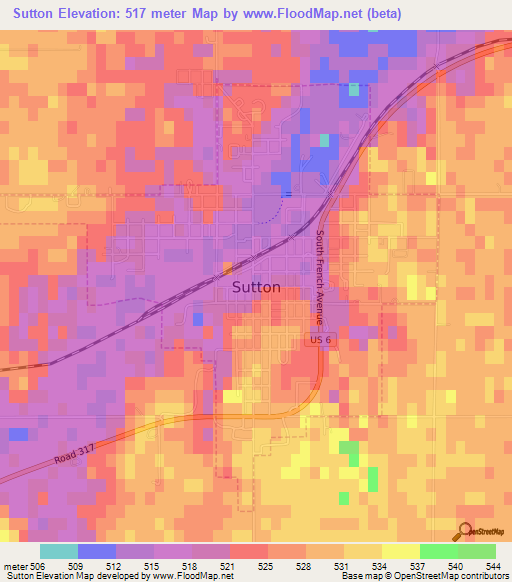 Sutton,US Elevation Map