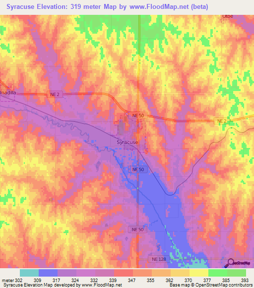 Syracuse,US Elevation Map