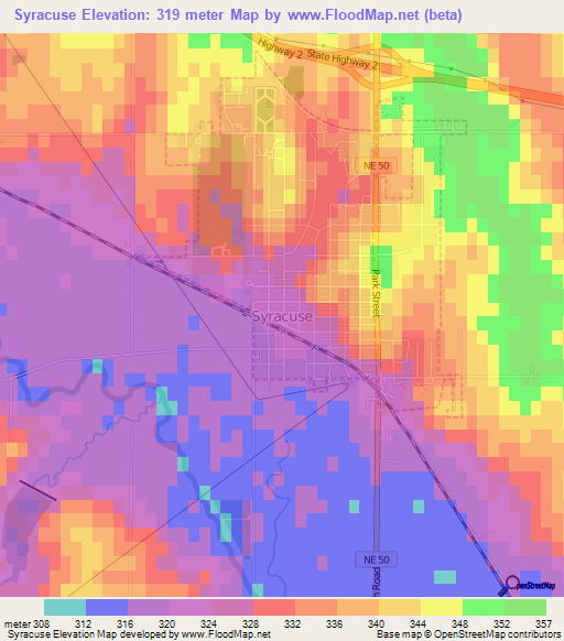 Syracuse,US Elevation Map