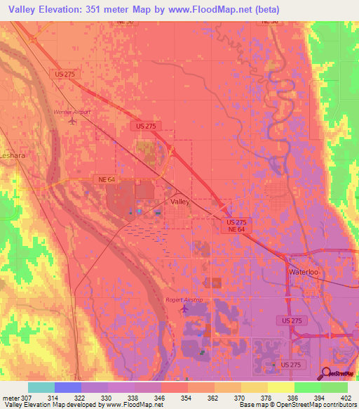 Valley,US Elevation Map