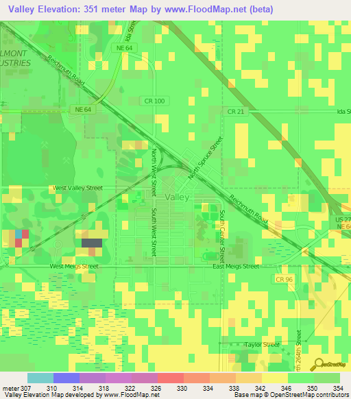 Valley,US Elevation Map