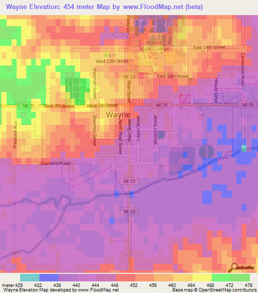 Wayne,US Elevation Map