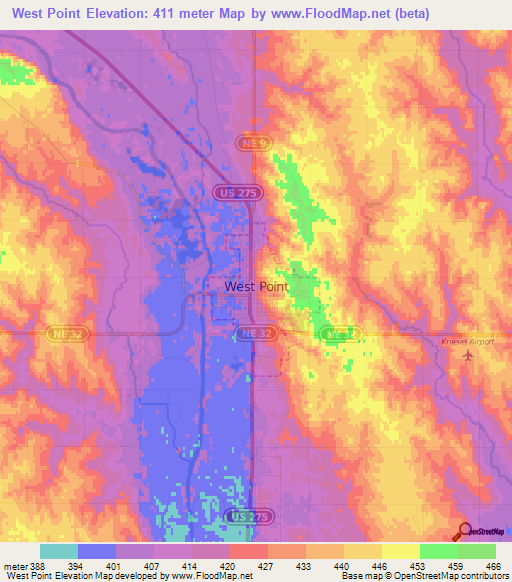 West Point,US Elevation Map