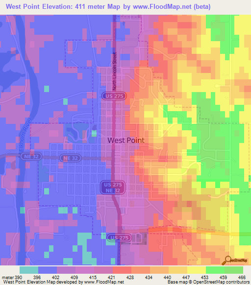 West Point,US Elevation Map