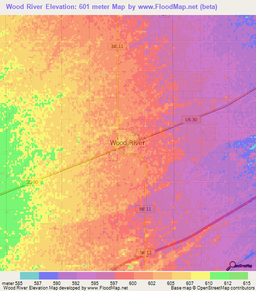 Wood River,US Elevation Map