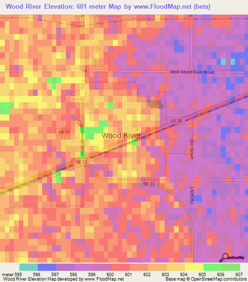 Wood River,US Elevation Map