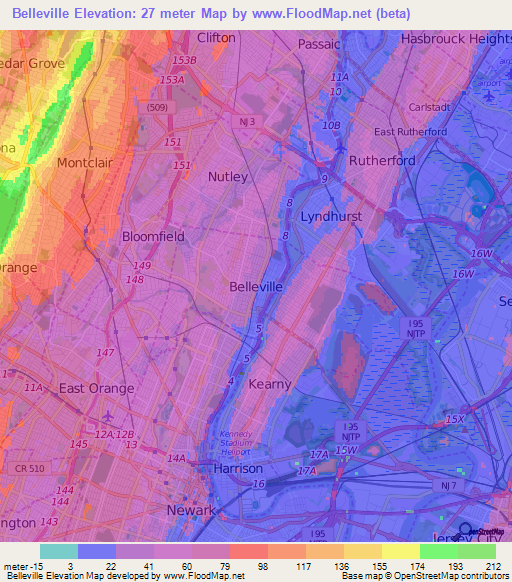 Belleville,US Elevation Map