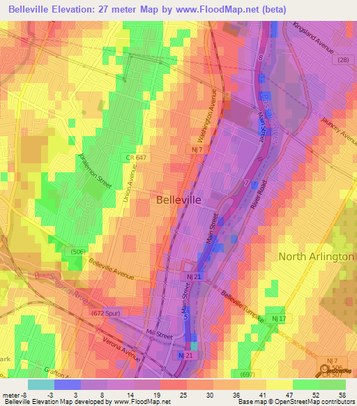 Belleville,US Elevation Map