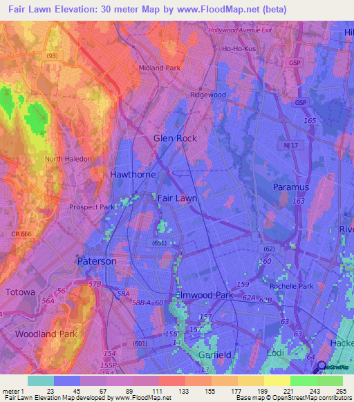 Fair Lawn,US Elevation Map