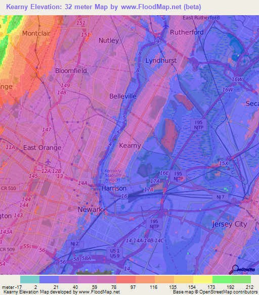 Kearny,US Elevation Map