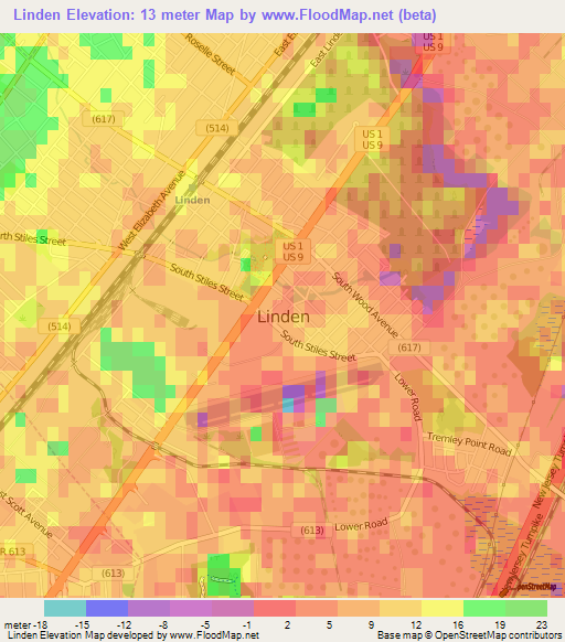 Linden,US Elevation Map