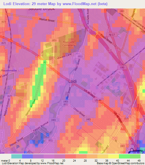 Lodi,US Elevation Map