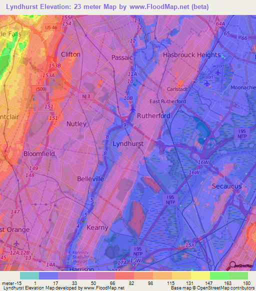 Lyndhurst,US Elevation Map