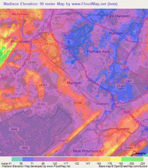 Madison,US Elevation Map