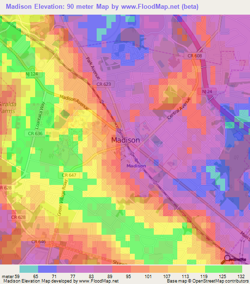 Madison,US Elevation Map