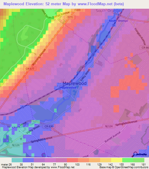 Maplewood,US Elevation Map