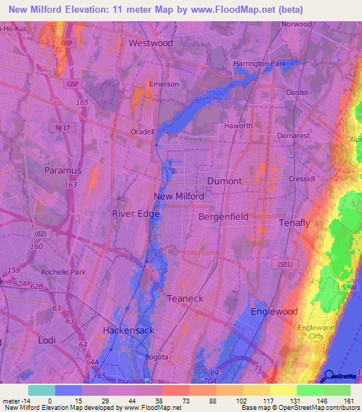 New Milford,US Elevation Map