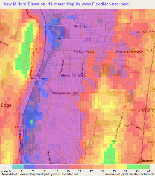 New Milford,US Elevation Map