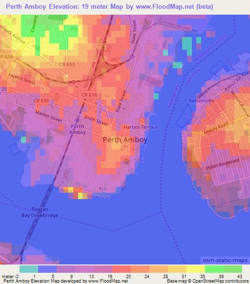 Perth Amboy,US Elevation Map