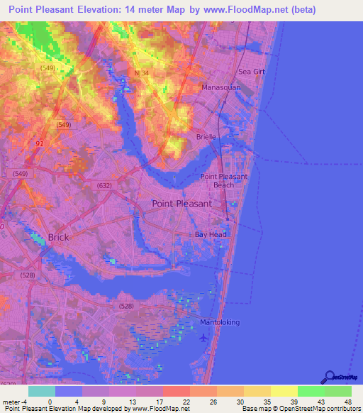 Point Pleasant,US Elevation Map