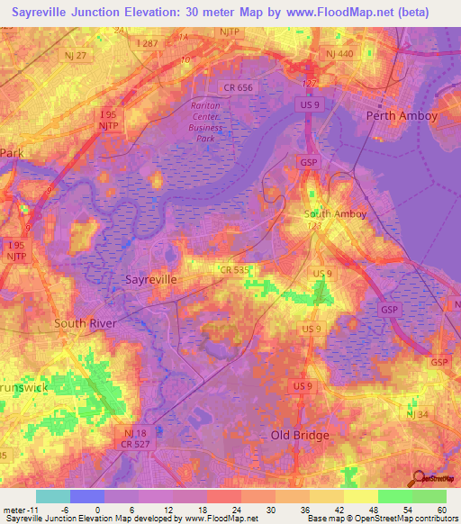 Sayreville Junction,US Elevation Map