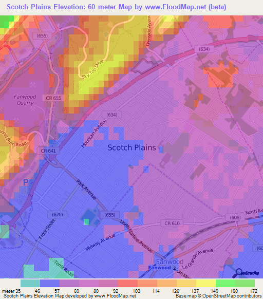 Scotch Plains,US Elevation Map