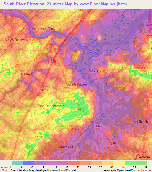 South River,US Elevation Map