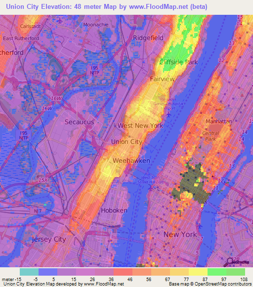 Union City,US Elevation Map