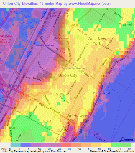 Union City,US Elevation Map