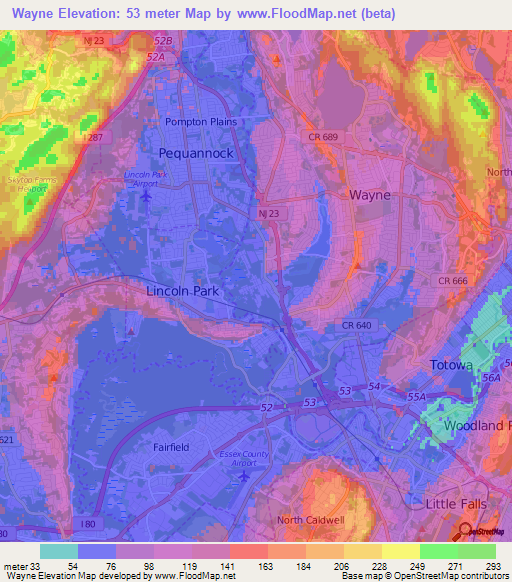 Wayne,US Elevation Map