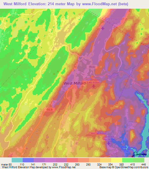 West Milford,US Elevation Map