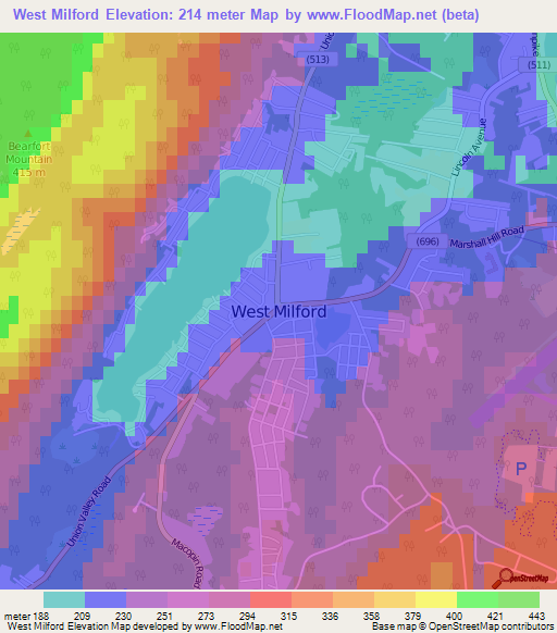 West Milford,US Elevation Map