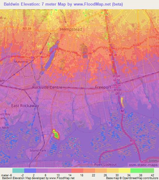 Baldwin,US Elevation Map