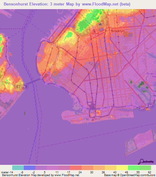 Bensonhurst,US Elevation Map