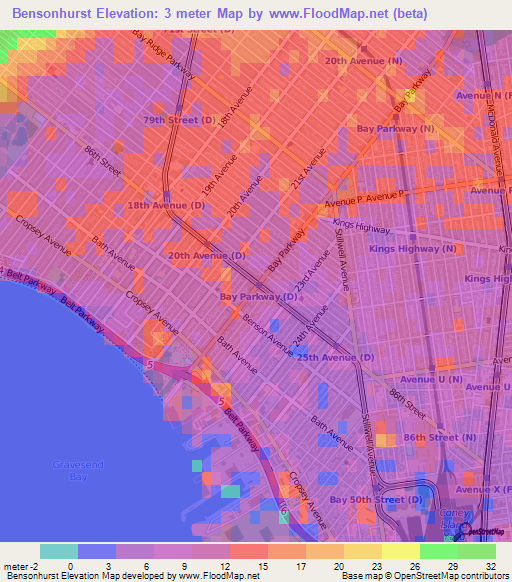 Bensonhurst,US Elevation Map