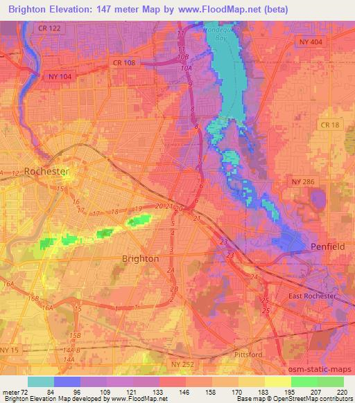 Brighton,US Elevation Map