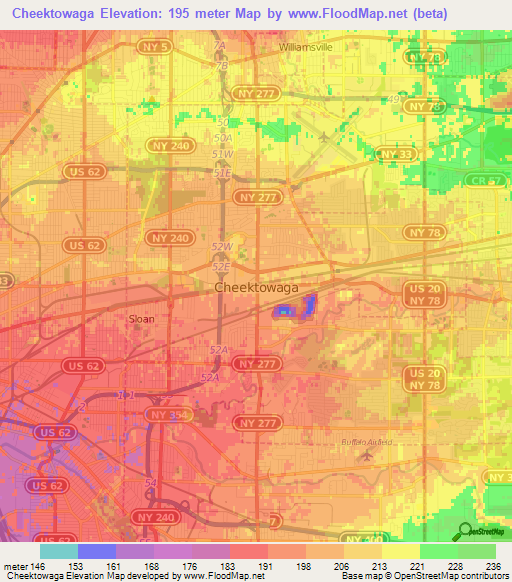 Cheektowaga,US Elevation Map